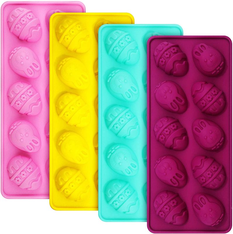 Photo 1 of 4 Pieces Easter Bunny Egg Silicone Molds Chocolate Cookie Moulds Silicone Baking Molds for Making Chocolates 4 pack 