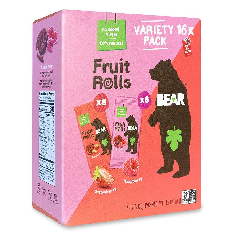 Photo 1 of *** Best Before 08 Aug 2022***     BEAR Real Fruit Rolls - Variety Pack - 16 Count (2 Rolls Per Pack)

