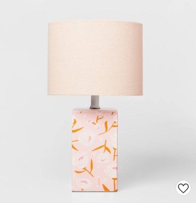 Photo 1 of Floral Base Lamp with Cylinder Shade Pink - Pillowfort™

