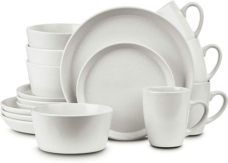 Photo 1 of 16 Pieces Stoneware Round Dinnerware Set,