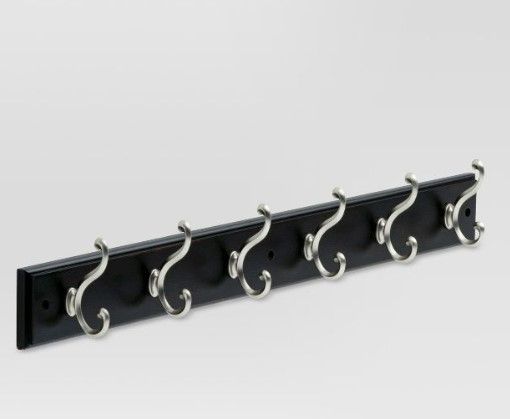 Photo 1 of 27" Scroll Hook Rack with 6 Scroll Hooks - Vintage Black/Vintage Nickel - Threshold™

