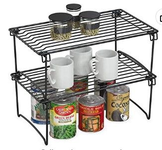 Photo 1 of 2 Pack - DecoBros Stackable Kitchen Cabinet Organizer, Black
