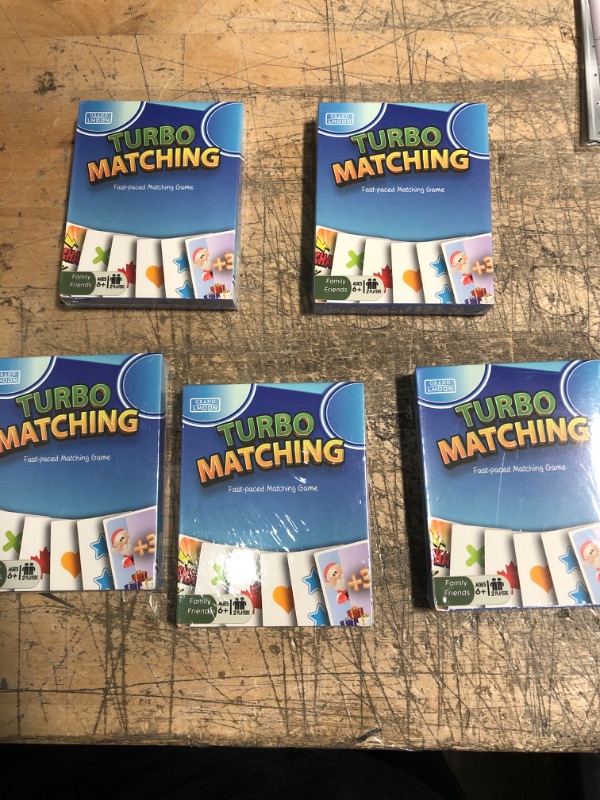 Photo 2 of (X5) Turbo Matching Family Card Travel Game 72 Cards with Action Cards and Instructions for Kids 6+ (Regular Poker Size)
