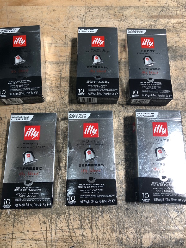 Photo 2 of (X6) Illy Espresso Single Serve Coffee Compatible Capsules, 100% Arabica Bean Signature Italian Blend, Forte Extra Dark Roast, 10 Count
EX: 09/25/2022