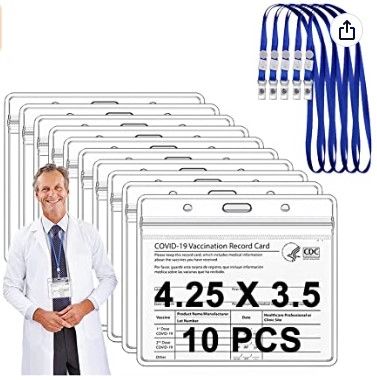 Photo 1 of (X4) CDC Vaccine Card Protector Sleeve with Lanyard, Vaccination Cards Cover Extra Thick Badge Holder Vinyl Plastic Card Holder Clear Waterproof Resealable Zip for 4.3×3.5 in Record Card (10-Pack)
