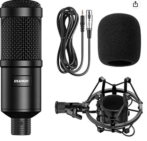 Photo 1 of Aokeo AK-60 Professional Condenser Microphone, Music Studio MIC Podcast Recording Microphone Kit with Stand Shock Mount for PC Laptop Computer Broadcasting YouTube Vlogging Skype Chatting Gaming
