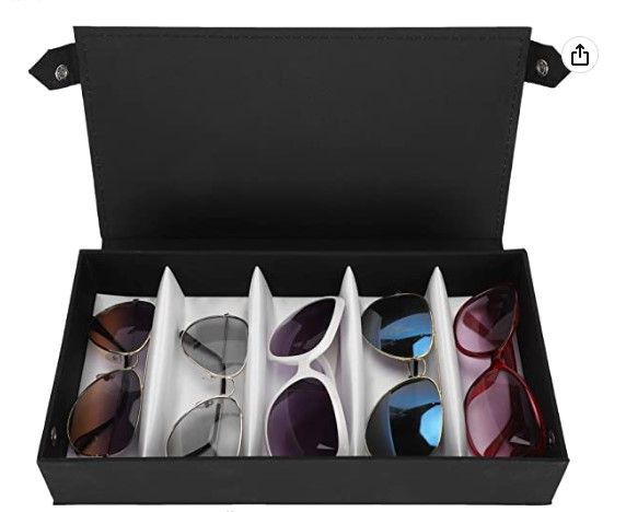 Photo 1 of 01 02 015 Sunglasses Case, Portable Durable Protective Wear?Resistant 5 Grids Sunglasses Organizer, Soft Inside Home Glasses Organizing Comercial for Glasses Display
