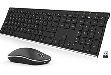 Photo 1 of Arteck 2.4G Wireless Keyboard and Mouse Combo Stainless Steel Ultra Slim Full Size Keyboard Keyboard and Ergonomic Mice for Computer Desktop PC Laptop and Windows 11/10/8 Build in Rechargeable Battery
