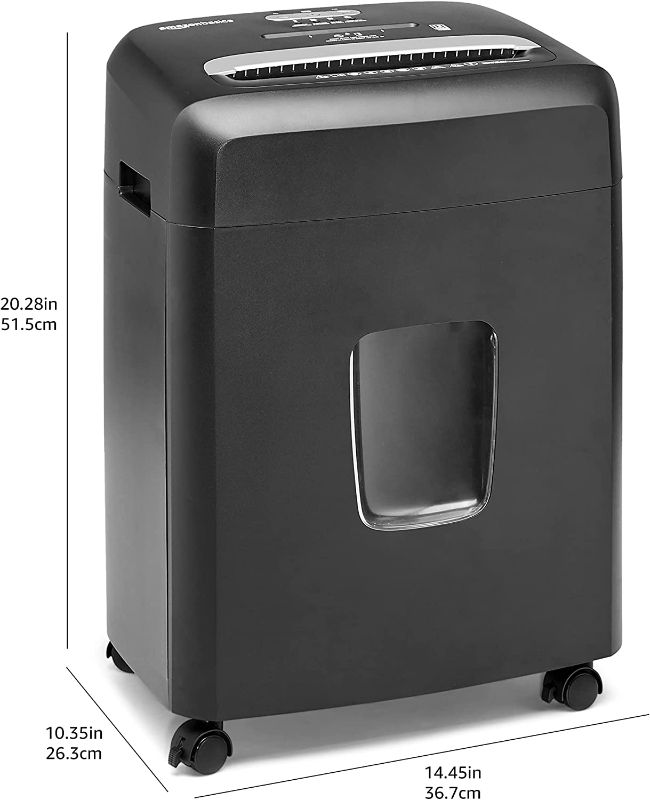 Photo 1 of Amazon Basics Micro Cut Paper Shredder and Credit Card CD Shredder with 6 Gallon Bin, 12 Sheet Capacity
