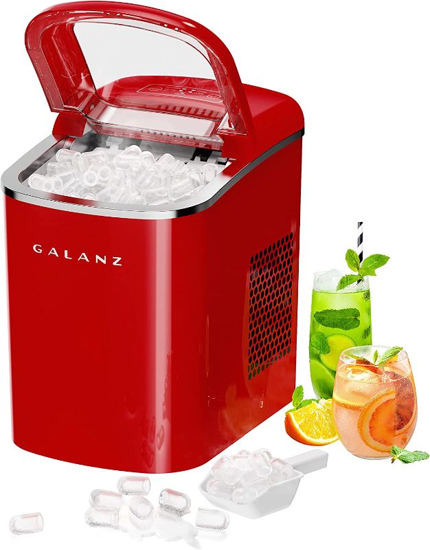 Photo 1 of ***SEE NOTES*** Galanz Portable Countertop Electric Ice Maker Machine, 26 lbs in 24 Hours, 9 Bullet Shaped Cubes Ready in 9 Minutes, 2 Ice Sizes, Perfect for Parties & Home Bar, 2.1 L, Retro Red
