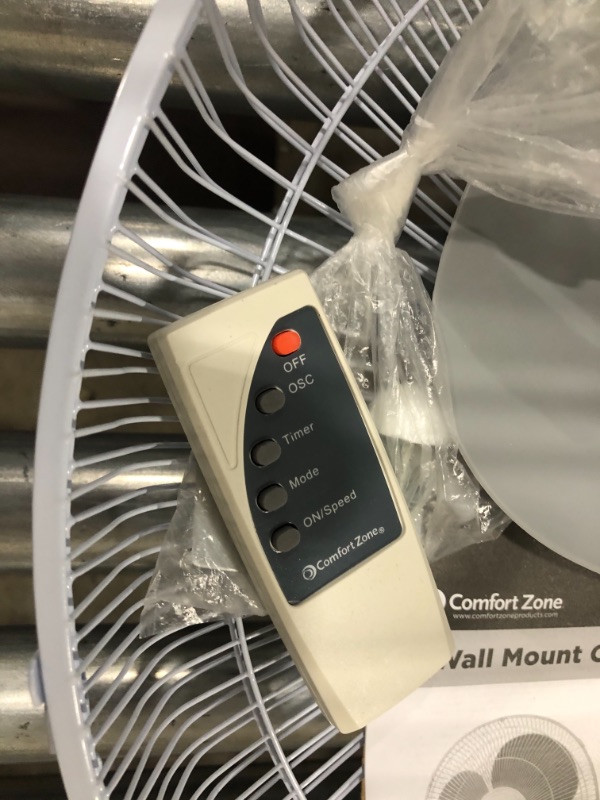 Photo 2 of 16" Wall Mount Fan, White, Remote Control
