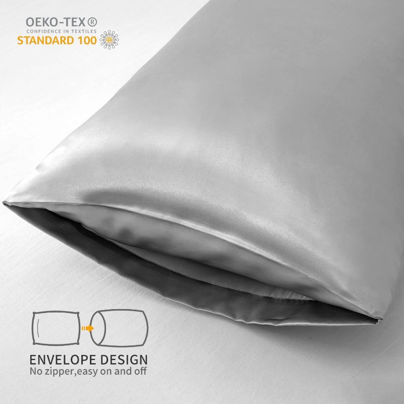 Photo 1 of 
Maple&Stone Satin Pillowcase for Hair and Skin 2 Pack - Grey Soft Silky Pillow Cases Queen Size, Summer Cooling Silk Pillow Cover with Envelope Closure,