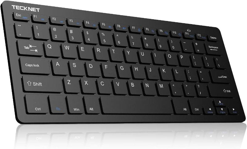 Photo 1 of TECKNET Wireless Keyboard, 2.4G Portable Mini Computer Keyboard, Quiet Click, 12 Media Keys, Print Screen Key, Compact Ergonomic USB Keyboard for Laptop, Desktop, Smart TV, Notebook, Chromebook
