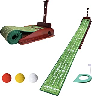 Photo 1 of Golf Putting Green Mat with Wood Auto Ball Return System |Mini Golf Practice Putting Matt for Indoor and Outdoor Golf Training| Come with a Putting Cup and 3 Golf Balls
