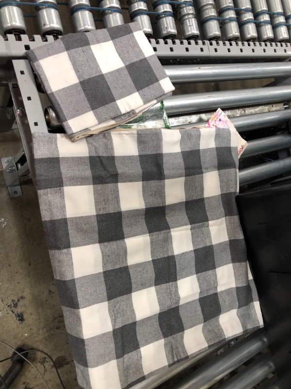 Photo 2 of 2 Pillow Cases, 100% Washed Cotton Pillowcases, Grey Gray White Buffalo Checker Gingham Geometric Plaid Pattern (European Size, 26x26 Inches)