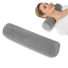 Photo 1 of AllSett Health Cervical Neck Roll Memory Foam Pillow, Bolster Pillow, Round Neck Pillows Support for Sleeping | Bolster Pillow for Bed, Legs, Back and Yoga, Grey
