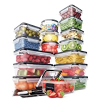 Photo 1 of 32 Piece Food Storage Containers Set with Easy Snap Lids (16 Lids + 16 Containers) - Airtight Plastic Containers for Pantry & Kitchen Organization - BPA-Free Food Containers with Free Labels & Marker
