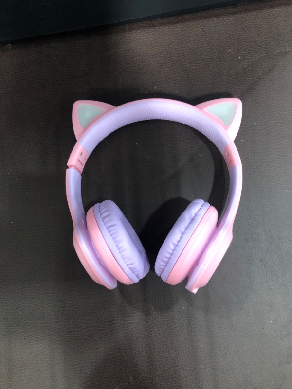 Photo 1 of (MISSING POWERCORDS) Kids Headphone Bluetooth Wireless or Wired Over Ear Cat Light Foldable Stereo Headset 