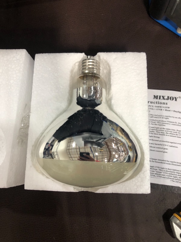 Photo 2 of 125W Reptile Heat Lamp Bulb, MIXJOY High Intensity Self-Ballasted UVA UVB Light Bulb, Full Spectrum Sun Light for Reptile and Amphibian Use
