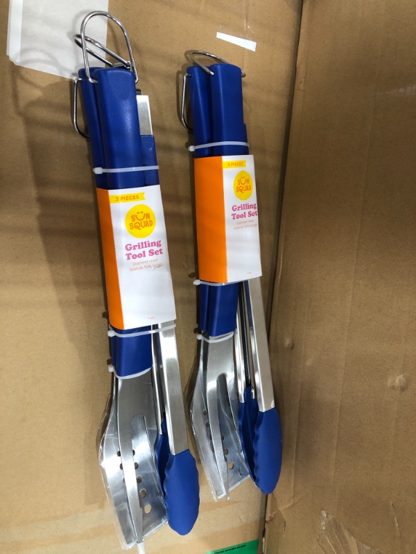 Photo 2 of 2 packs of 3pc Grill Tool Set - Blue - Sun Squad™

