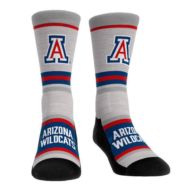 Photo 1 of NCAA Arizona Wildcats Adult Cool Gray Block Crew Socks - L/XL
