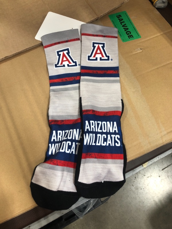 Photo 2 of NCAA Arizona Wildcats Adult Cool Gray Block Crew Socks - L/XL
