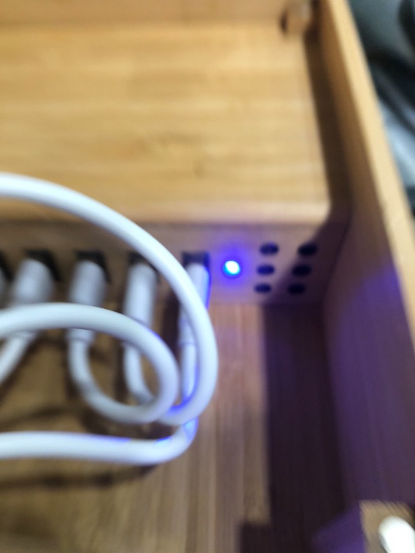 Photo 2 of (NOT FUNCTIONAL; MISSING ONE CABLE) Bamboo Charging Station for Multiple Devices - Darfoo Charging Dock with a Watch-Earbud Stand and 6 Mixed Cables, Multiple USB Charger Station for Smartphone and Tablet
