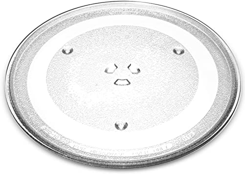 Photo 1 of 12.5" GE and Samsung -Compatible Microwave Glass Plate/Microwave Glass Turntable Plate Replacement - 12 1/2" Plate, Equivalent to G.E. WB39X10002 and WB39X10003, and oven mitt
