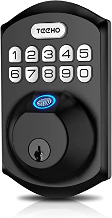 Photo 1 of Fingerprint Door Lock - TEEHO Keyless Entry Door Lock Deadbolt - Electronic Door Lock with Keypad - Combination Door Lock - Easy Installation -Matte Black
