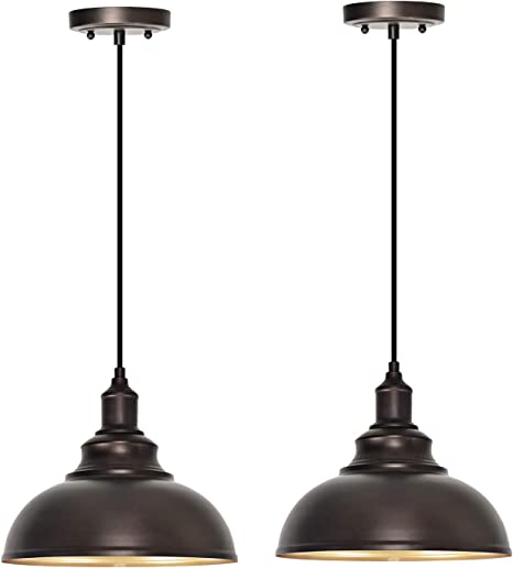 Photo 1 of ALAISLYC 2-Pack Farmhouse Pendant Light Fixture Lighting for Kitchen Island Sink Hanging Oil Rubbed Bronze
