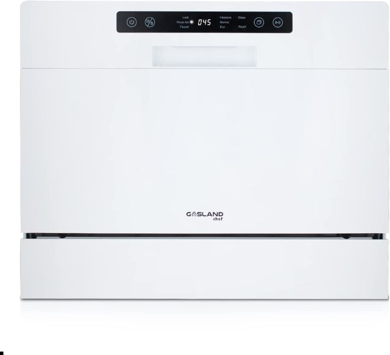 Photo 1 of Compact Countertop Dishwasher, GASLAND Chef DW106W Portable Dishwasher with Air Dry Function, Dishwasher with 6 Place Setting and Silverware Basket for Apartment, Dorm and RV, BLACK
