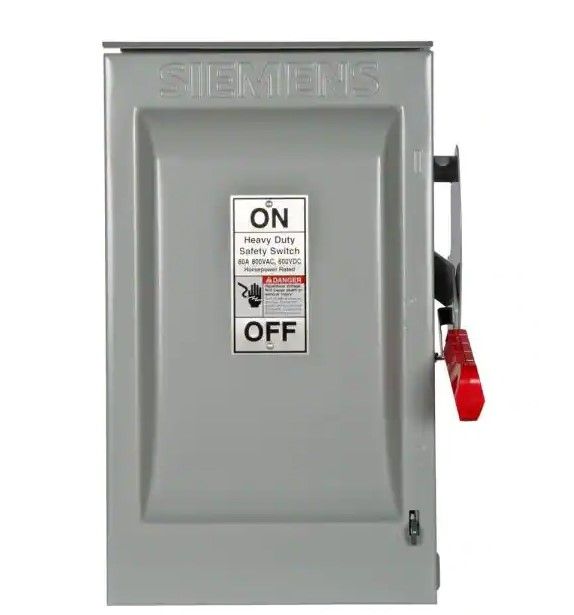 Photo 1 of ***LIKE NEW***
Siemens
Heavy Duty 60 Amp 600-Volt 3-Pole Outdoor Non-Fusible Safety Switch