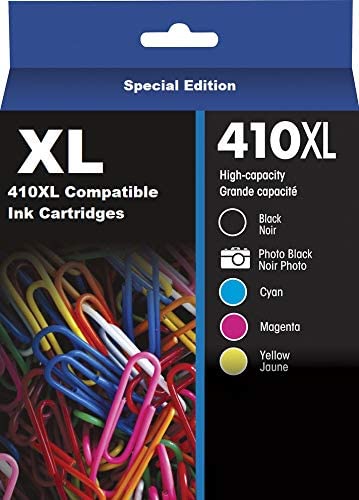 Photo 1 of InkjetsClub Remanufactured Ink Cartridge Replacement for Epson 410XL High Yield Ink Cartridge Pack. Includes 1 Photo Black, 1 Black, 1 Cyan, 1 Magenta and 1 Yellow Compatible Ink Cartridges