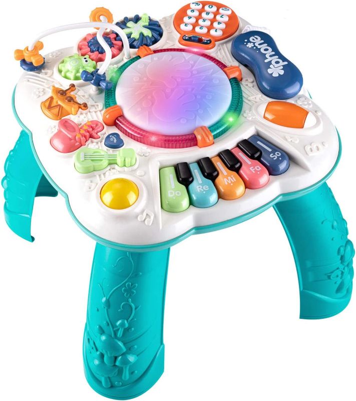 Photo 1 of Dahuniu Baby Toys 6 to 12 Months, Learning Musical Table, Activity Table for 1 2 3 Years Old ( Size: 11.8 x 11.8 x 12.2 inches )