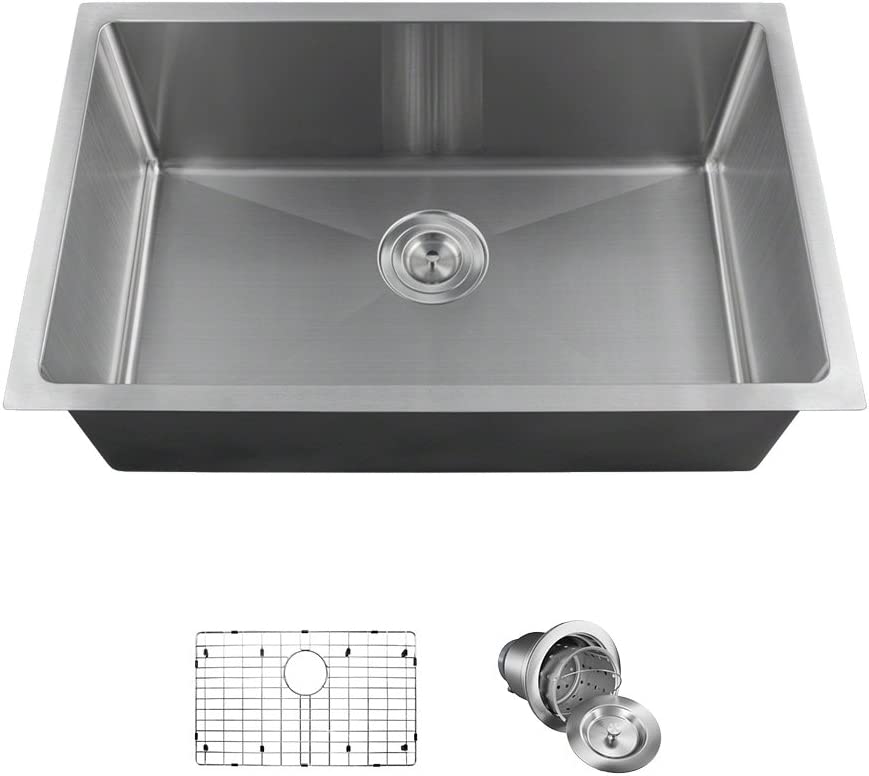 Photo 1 of 2920S-16 Single Bowl 3/4" Radius Stainless Steel Sink Ensemble (Bundle - 3 Items: Sink, Grid, Basket Strainer)