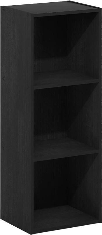 Photo 1 of Furinno Pasir 3-Tier No Tool Assembly Open Shelf Bookcase, Blackwood