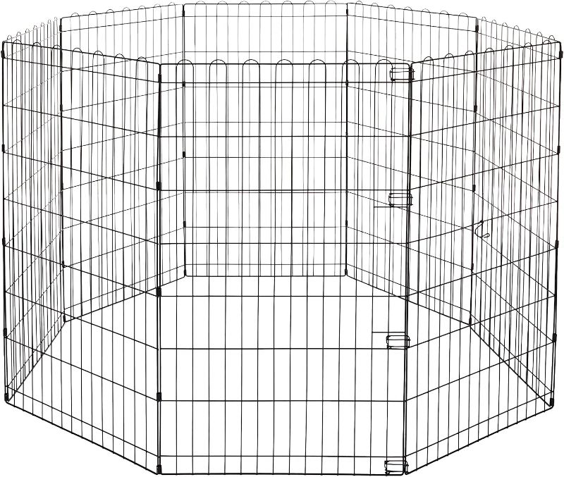 Photo 1 of Amazon Basics Foldable Metal Pet Dog Exercise Fence Pen - 60 x 60 x 42 Inches, Black