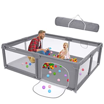 Photo 1 of HyperEden Baby Playpen, Playpen for Babies and Toddlers, Extra Safe with Anti-Collision Foam Playpens for Babies, Indoor & Outdoor Playard for Kids Activity Center with Gate, Large Anti-Fall Playpen
