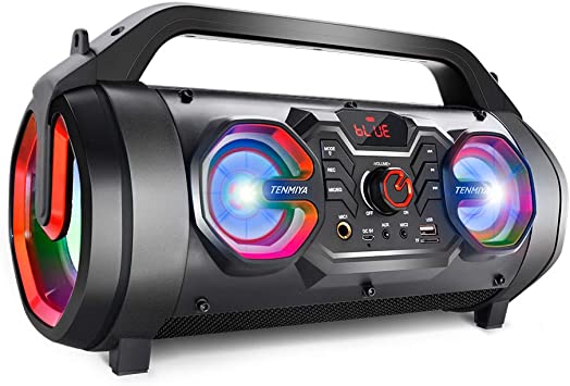 Photo 1 of Portable Bluetooth Speakers, 30W Loud Outdoor Speakers with Subwoofer, FM Radio, RGB Colorful Lights, EQ, Stereo Sound, 10H Playtime Boombox Wireless Speaker for Home, Party, Camping, Travel
