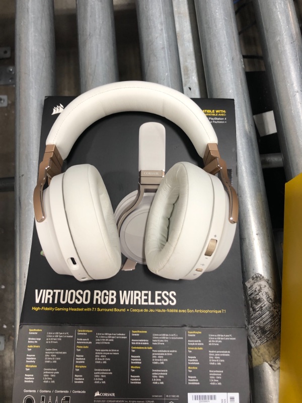 Photo 2 of Corsair Virtuoso RGB Wireless Gaming Headset - High-Fidelity 7.1 Surround Sound w/Broadcast Quality Microphone - Memory Foam Earcups - 20 Hour Battery Life - Works with PC, PS5, PS4 - Pearl
