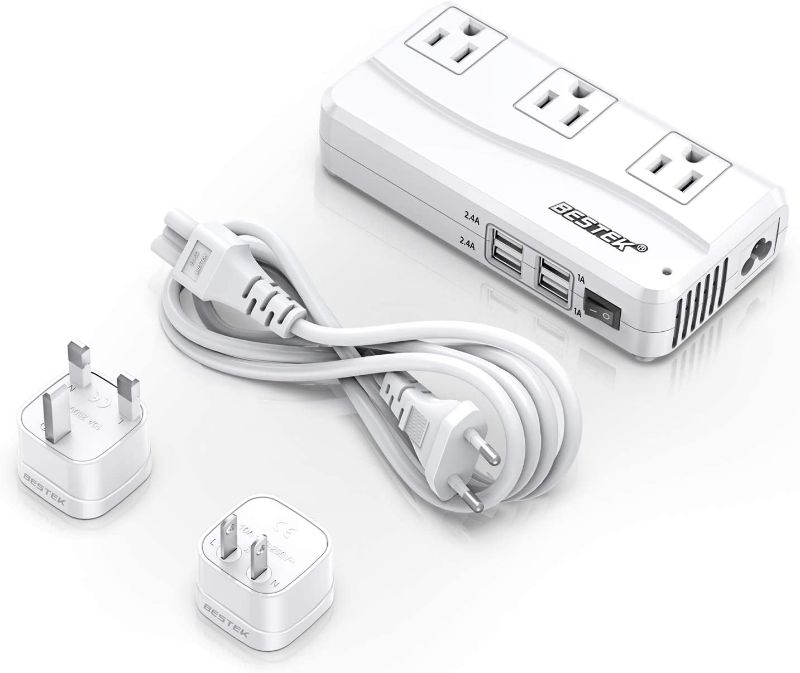 Photo 1 of BESTEK Universal Travel Adapter 220V to 110V Voltage Converter with 6A 4-Port USB Charging and UK/AU/US/EU Worldwide Plug Adapter (White)
