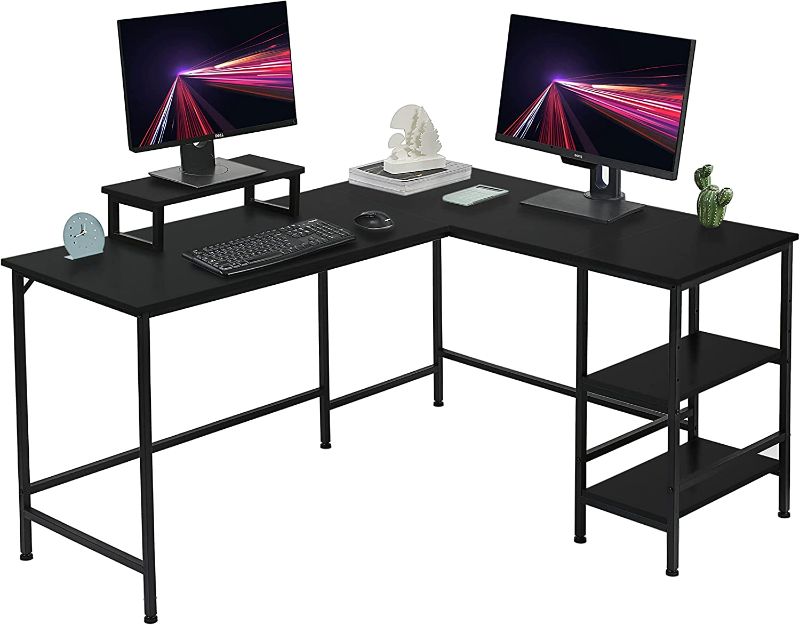 Photo 1 of Guazmon L-Shaped Desk, Black
