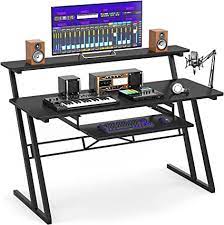 Photo 1 of Armocity Studio Desk for Recording Music, 47'' Sound Desk for Music Production, Home Studio Desk with Keyboard Tray, Music Production Desk with Raised Stand, Black
