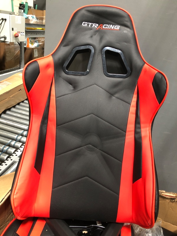 Photo 2 of GTRACING 2022 Gaming Chair Office Chair in Home Leather with Adjustable Headrest and Lumbar Pillow, Red
