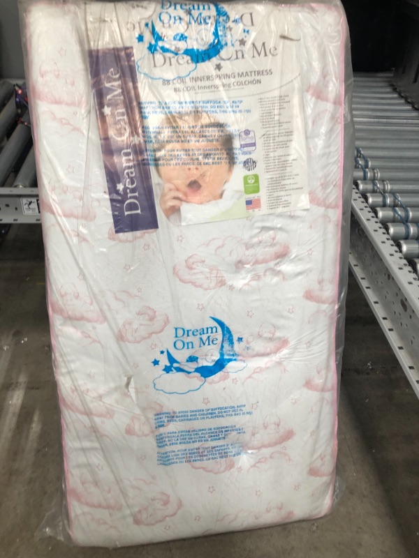 Photo 1 of Dream on Me Twinkle 5 88 Coil Crib & Toddler Mattress Pink Clouds I Greenguard Gold Certified I JPMA Certified

