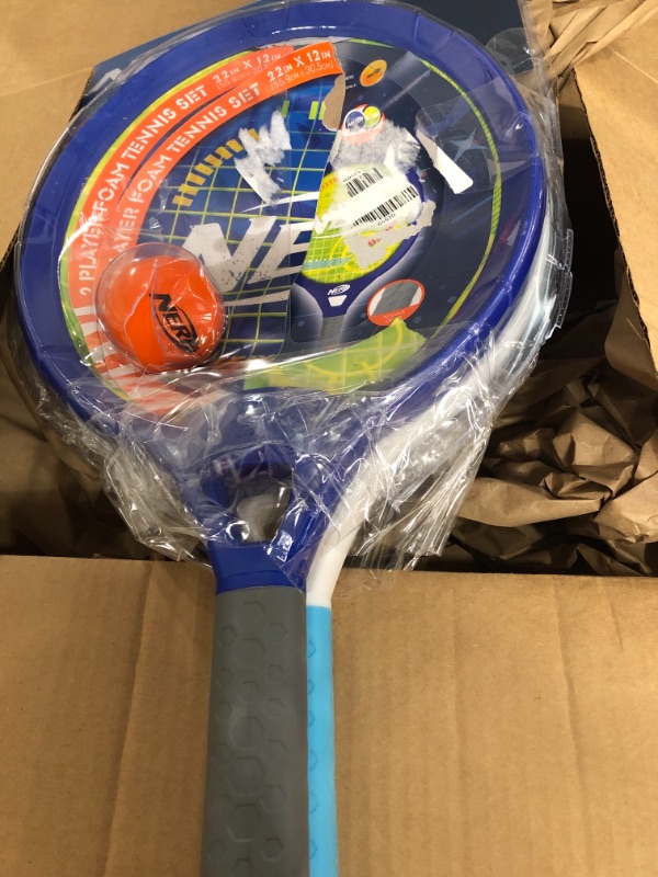 Photo 2 of NERF Foam Tennis Set for Kids - 2 Player Kids Tennis Set - Jumbo Rackets and Foam Tennis Ball - Indoor Tennis Set - (2) Rackets and Foam Ball Included
