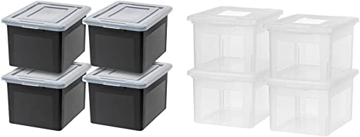 Photo 1 of IRIS USA, Inc. R-FB-21E Letter and Legal Size File Box, Black, 4 Pack FB-21EE Letter and Legal Size File Box, Medium, Clear, 4 Pack
*-* Lids Cracked *-*