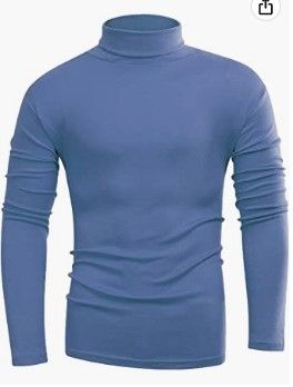 Photo 1 of Beauhuty Men's Basic Turtleneck Long Sleeve T-Shirts Fleece Knitted Casual Pullover Top LARGE
