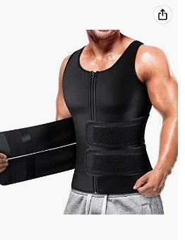 Photo 1 of Cimkiz Sauna Vest for Mens Waist Trainer Zipper Neoprene Sauna Suit Tank Top
