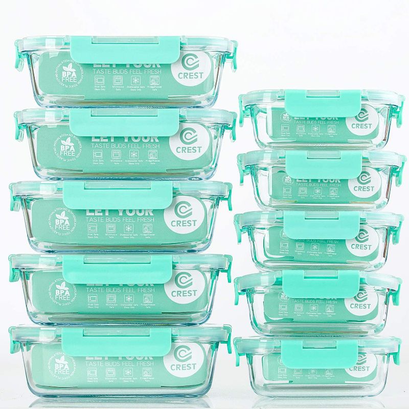 Photo 1 of [10-Pack] Glass Food Storage Containers with Lids, Airtight, BPA Free, Meal Prep Containers for Kitchen, Home Use
